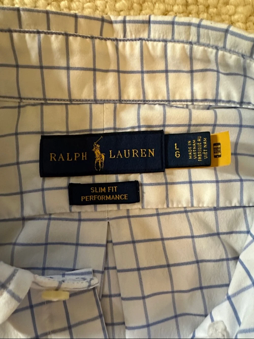 Polo by Ralph Lauren White Shirt with Blue Windowpane Check